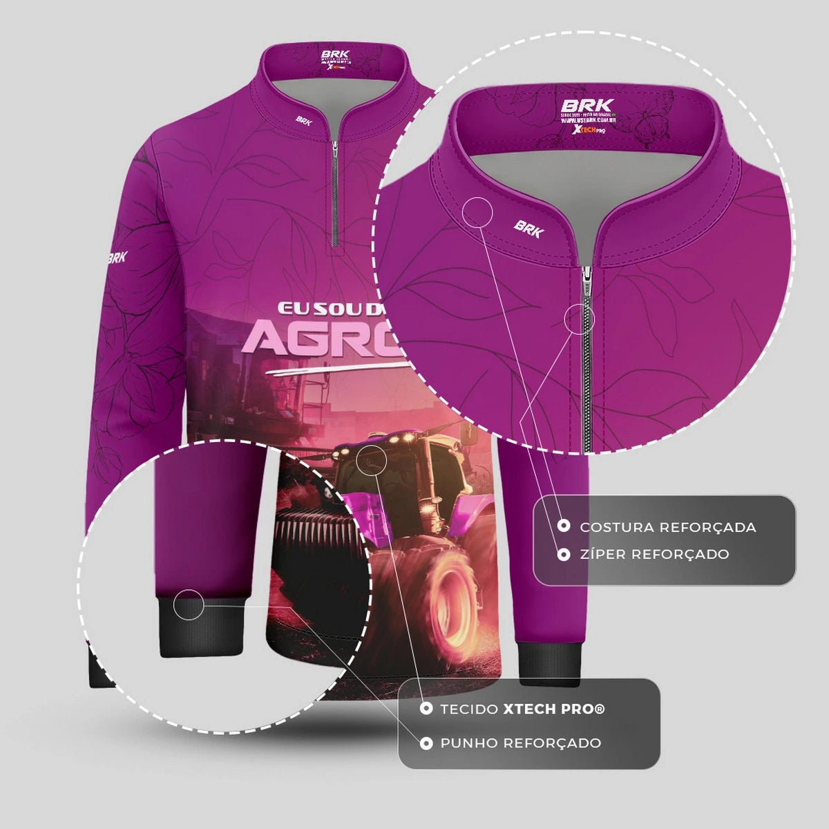 Camisa UV50 Agro Infantil Feminina Brk Eu Sou do Agro O Agro é Delas - Brk Agro