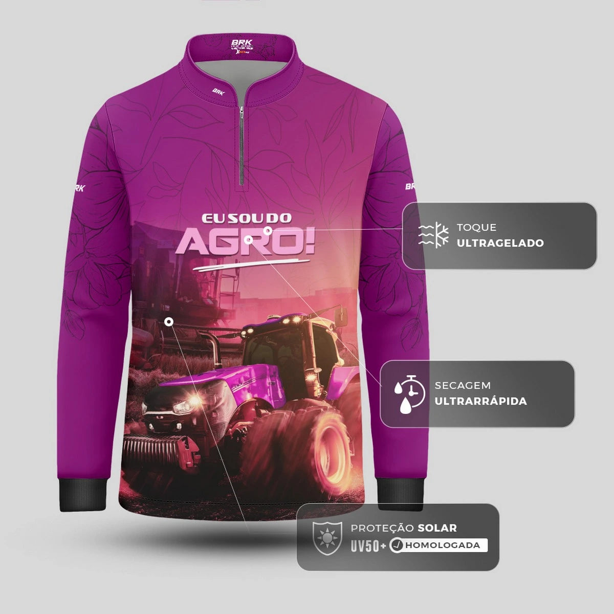 Camisa UV50 Agro Infantil Feminina Brk Eu Sou do Agro O Agro é Delas - Brk Agro