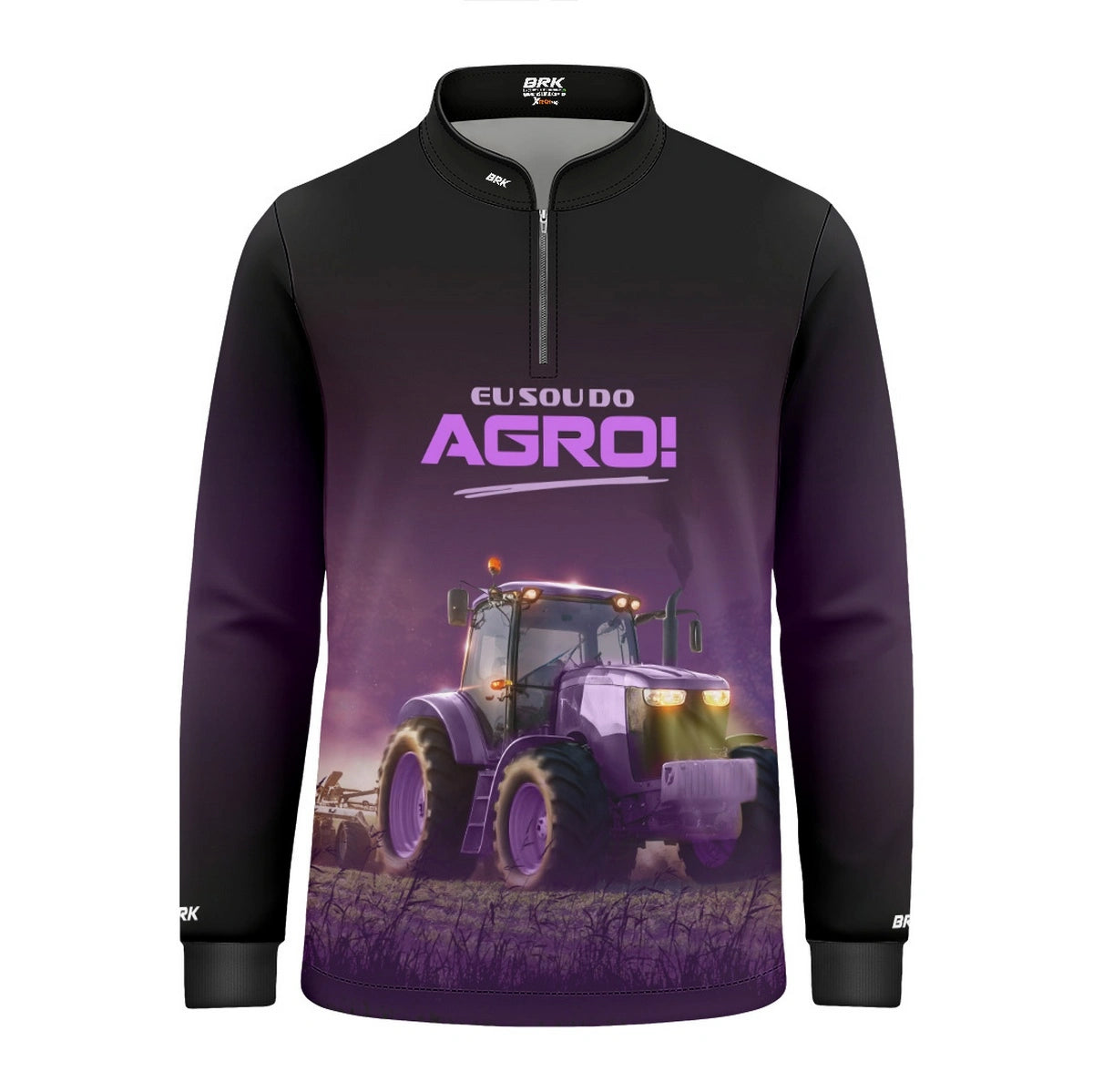 Camisa UV50 Agro Infantil Feminina Brk Eu Sou do Agro Roxo Trator - Brk Agro
