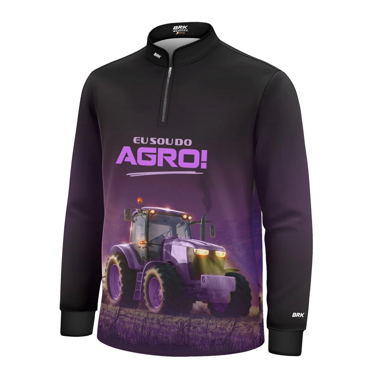 Camisa UV50 Agro Infantil Feminina Brk Eu Sou do Agro Roxo Trator - Brk Agro