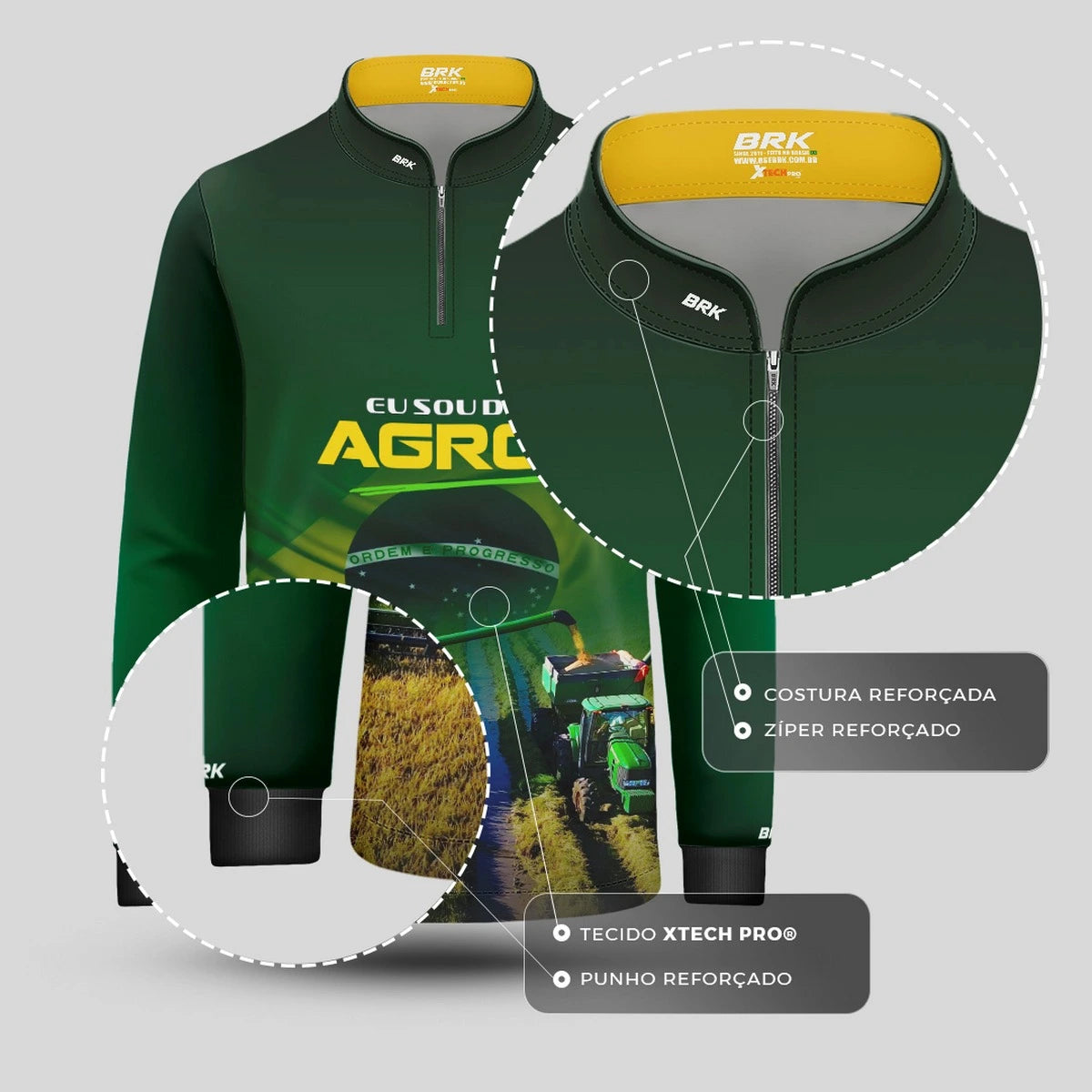 Camisa UV50 Agro Infantil Brk Eu sou do Agro Verde Brasil - Brk Agro