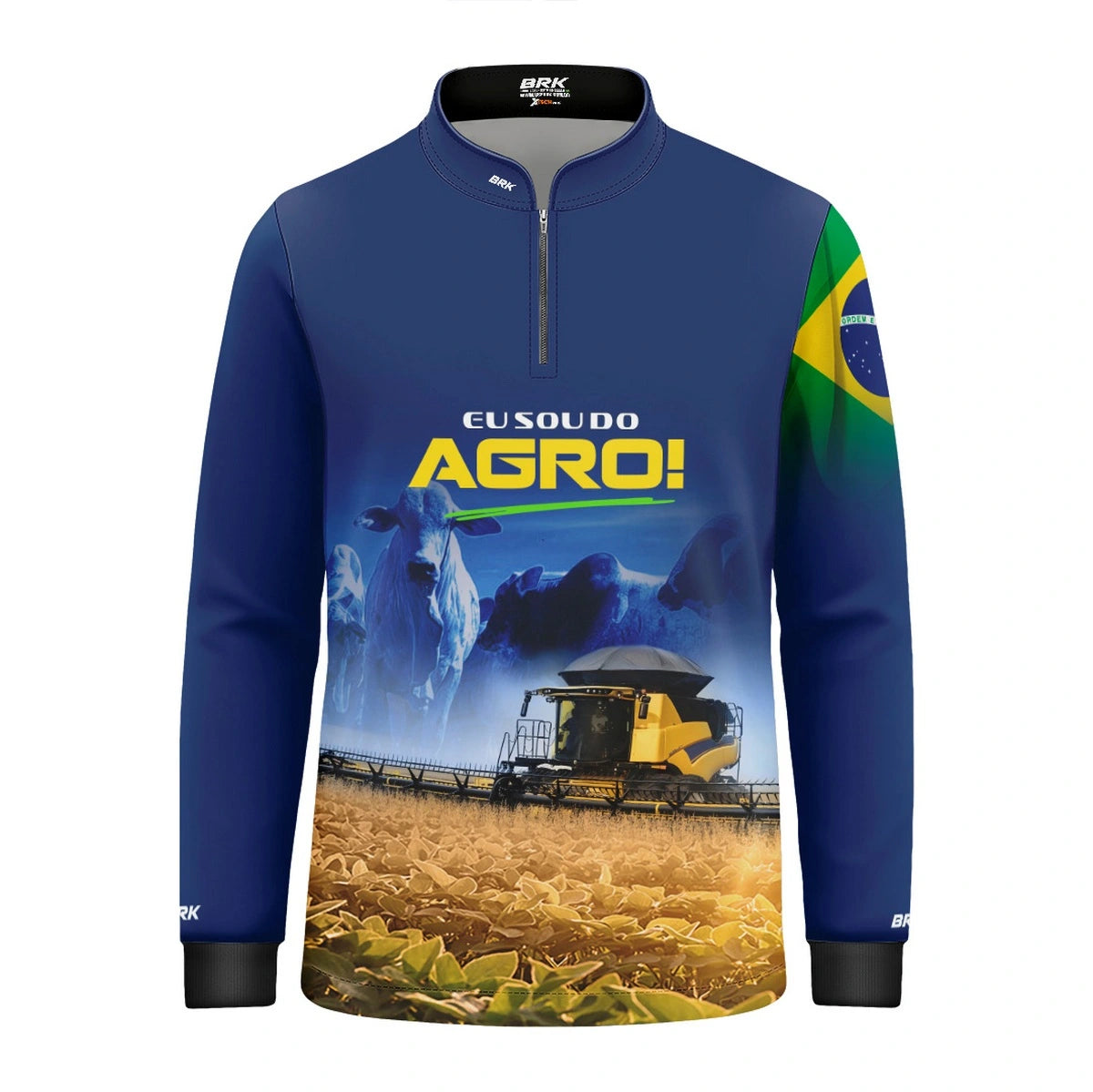 Camisa UV50 Agro Infantil Brk Eu sou do Agro Amarela Colheitadeira - Brk Agro
