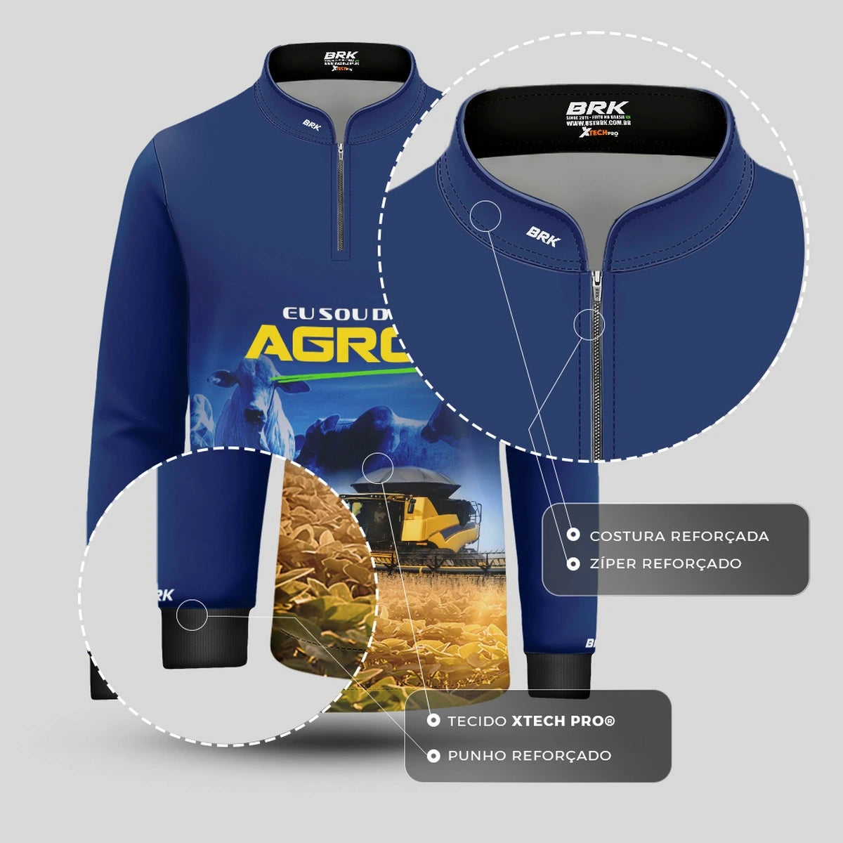 Camisa UV50 Agro Infantil Brk Eu sou do Agro Amarela Colheitadeira - Brk Agro