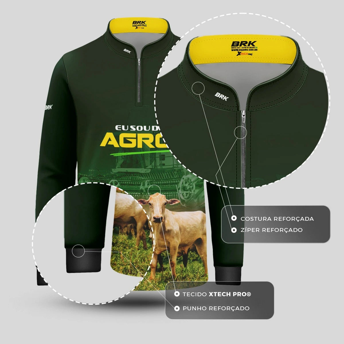 Camisa UV50 Agro Infantil Brk Eu sou do Agro Gados e Colheitadeira - Brk Agro