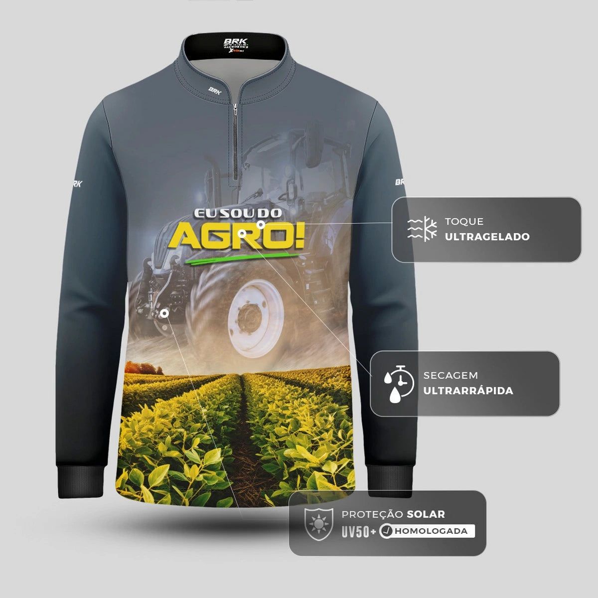 Camisa UV50 Agro Infantil Brk Eu sou do Agro Trator e Plantação - Brk Agro