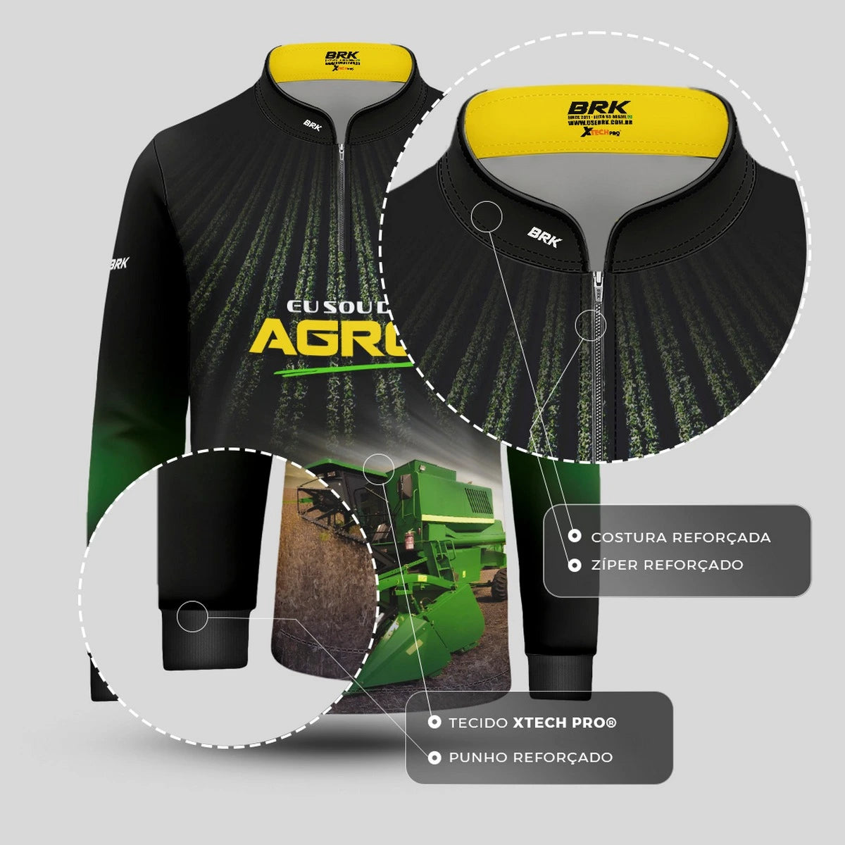 Camisa UV50 Agro Infantil Brk Eu sou do Agro Colheitadeira - Brk Agro