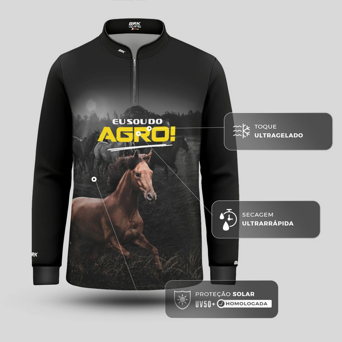 Camisa UV50 Agro Infantil Brk Eu Sou do Agro Verde Colheitadeira - Brk Agro