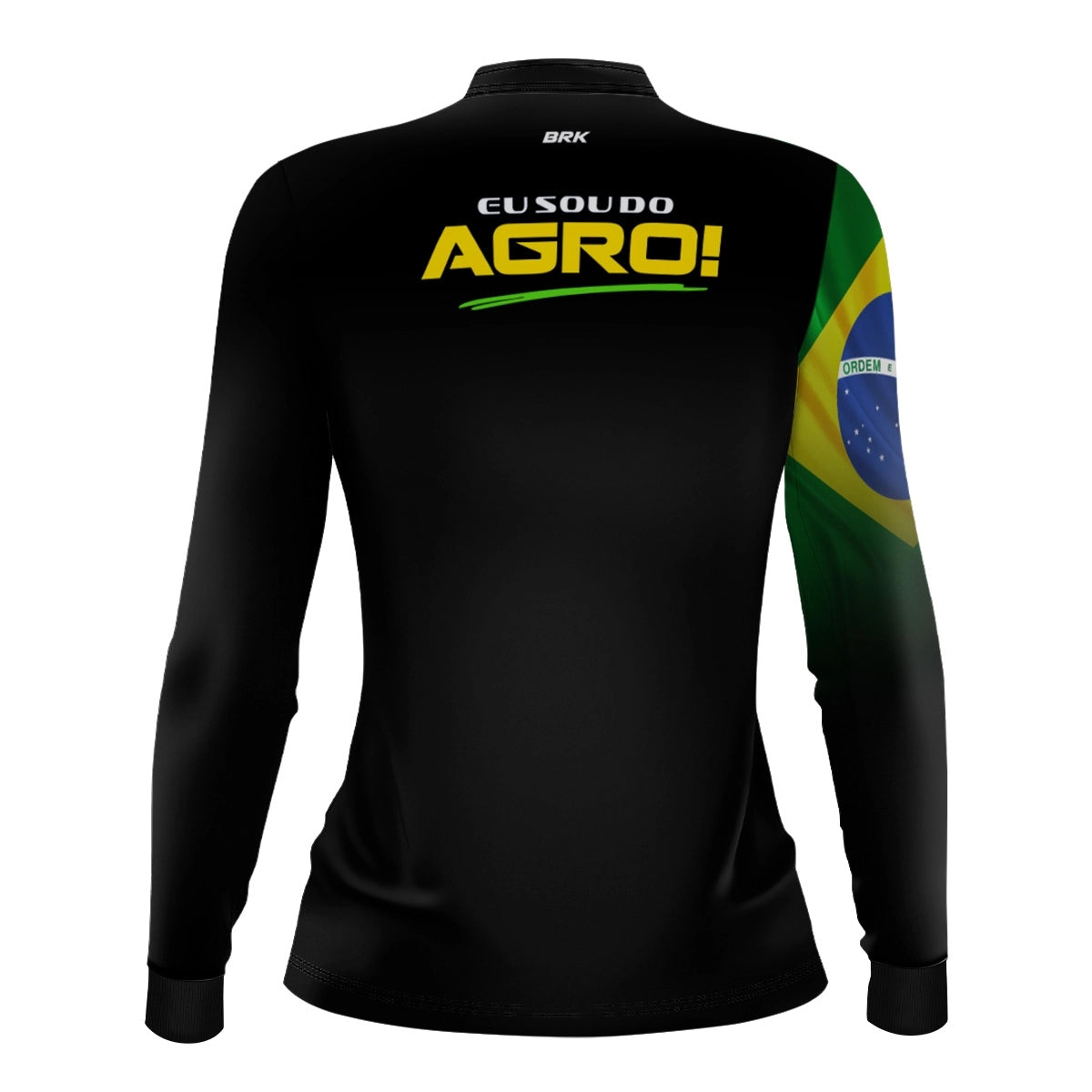 Camisa UV50 Agro Feminina Brk Eu Sou do Agro Preta Básica Bandeira do Brasil - Brk Agro