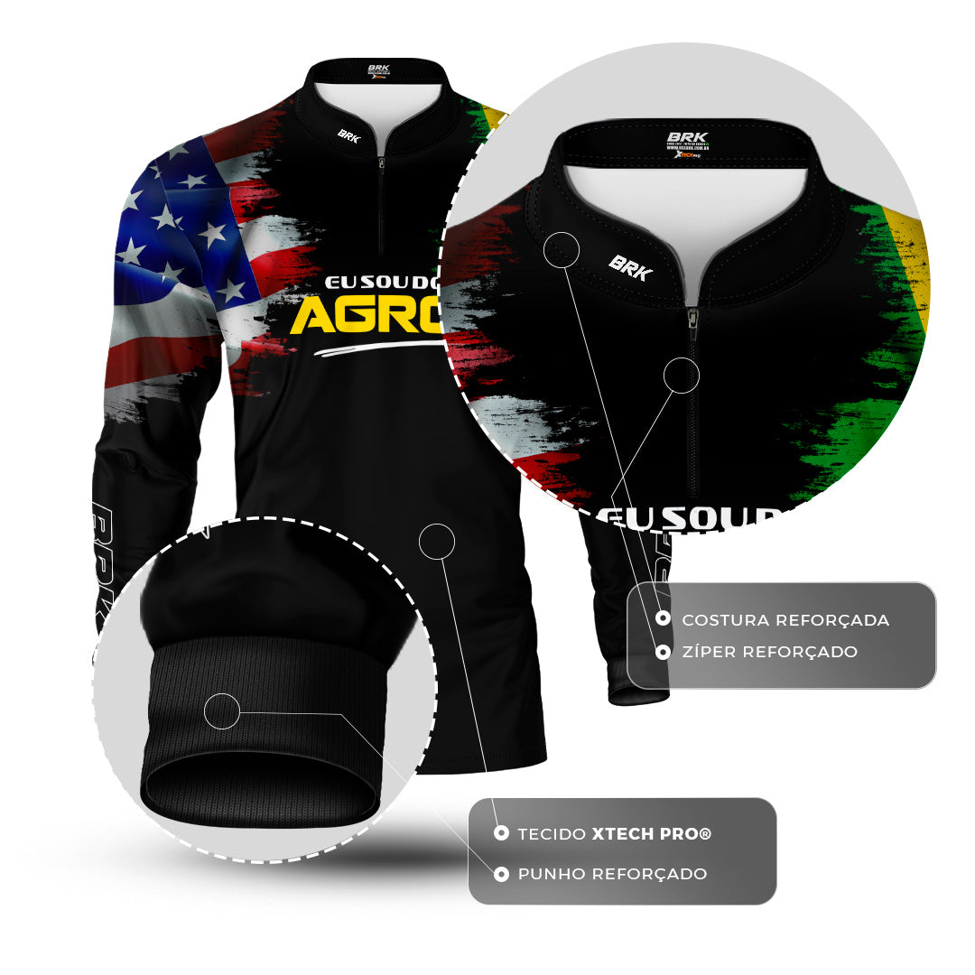 Camisa Agro Brk Eu Sou Do Agro Bandeiras com Proteção Solar UV50+ - Brk Agro