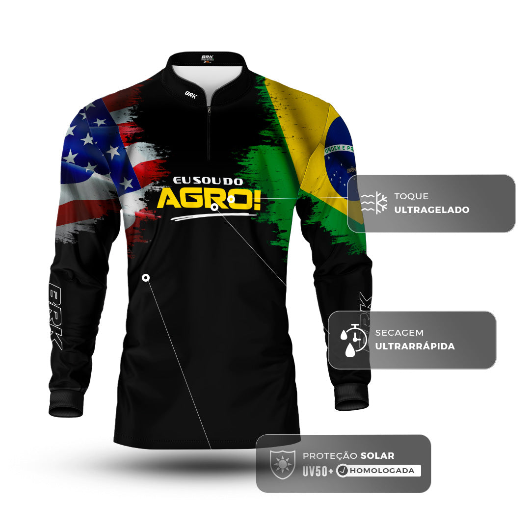 Camisa Agro Brk Eu Sou Do Agro Bandeiras com Proteção Solar UV50+ - Brk Agro