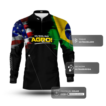 Camisa Agro Brk Eu Sou Do Agro Bandeiras com Proteção Solar UV50+ - Brk Agro