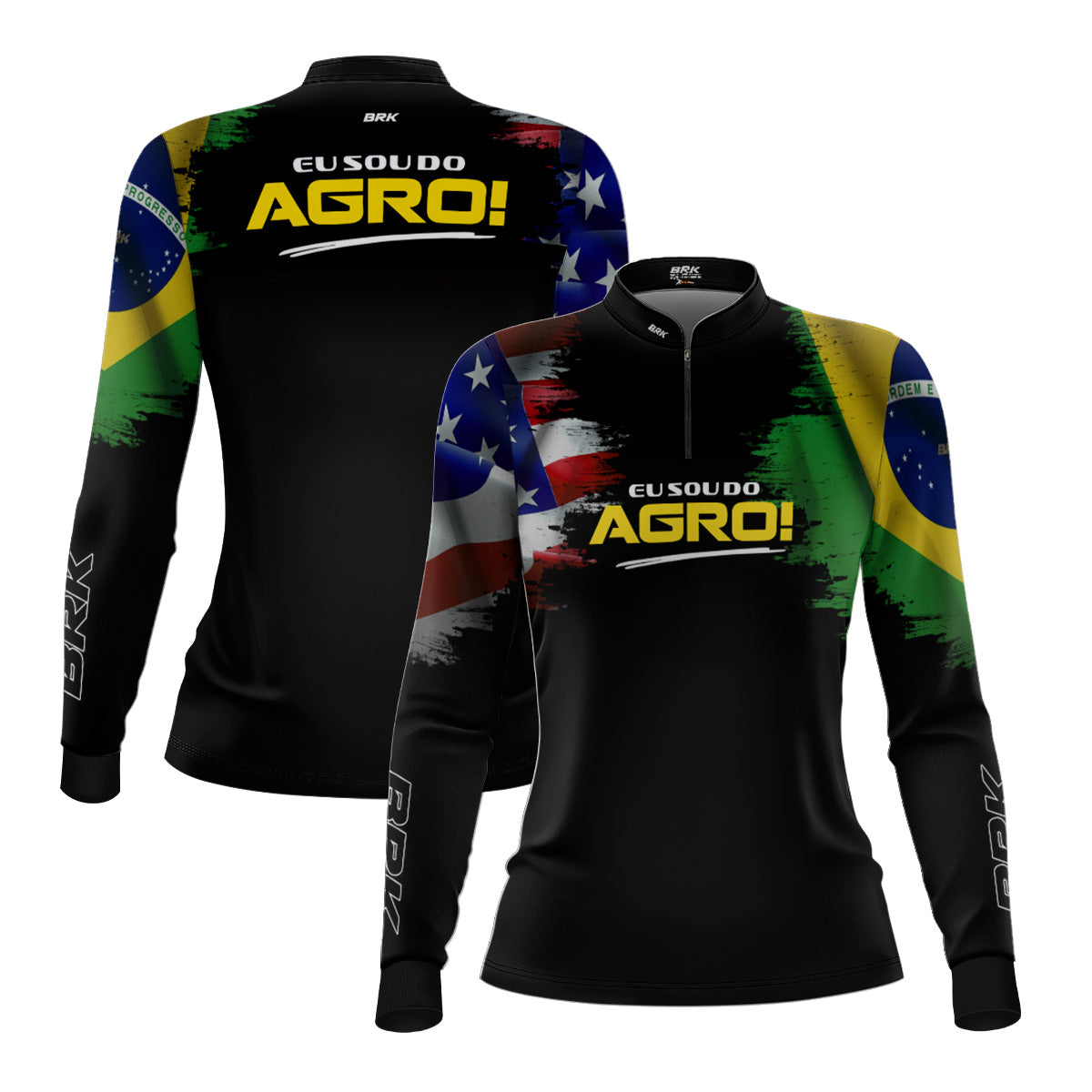 Camisa Agro Feminina Brk Eu Sou Do Agro Bandeiras com Proteção Solar UV50+ - Brk Agro