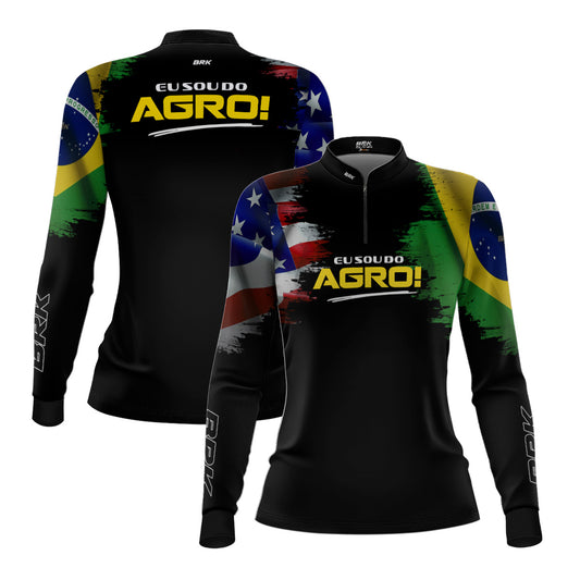 Camisa Agro Feminina Brk Eu Sou Do Agro Bandeiras com Proteção Solar UV50+ - Brk Agro