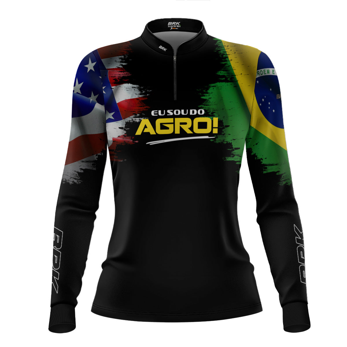 Camisa Agro Feminina Brk Eu Sou Do Agro Bandeiras com Proteção Solar UV50+ - Brk Agro