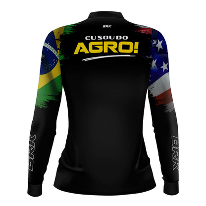 Camisa Agro Feminina Brk Eu Sou Do Agro Bandeiras com Proteção Solar UV50+ - Brk Agro
