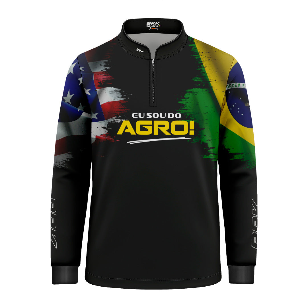Camisa Agro Infantil Brk Eu Sou Do Agro Bandeiras com Proteção Solar UV50+ - Brk Agro