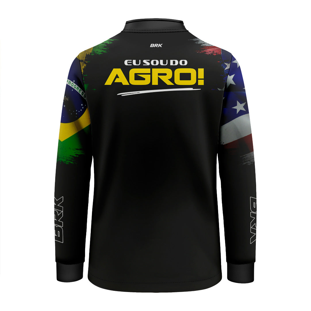 Camisa Agro Infantil Brk Eu Sou Do Agro Bandeiras com Proteção Solar UV50+ - Brk Agro