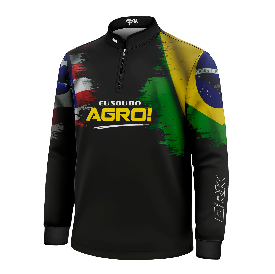 Camisa Agro Infantil Brk Eu Sou Do Agro Bandeiras com Proteção Solar UV50+ - Brk Agro