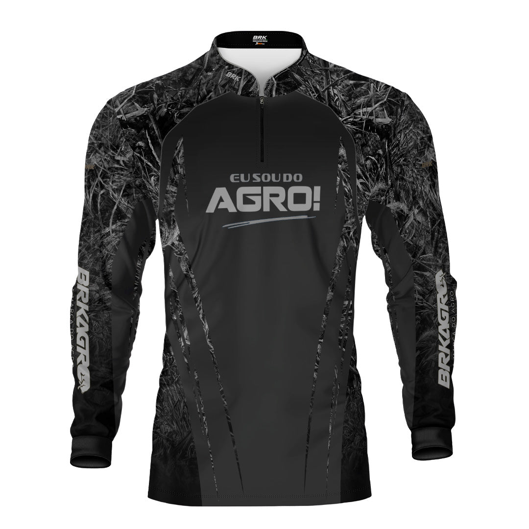 Camisa Agro Brk Eu Sou Do Agro Real Tree Preta com Proteção Solar UV50+ - Brk Agro