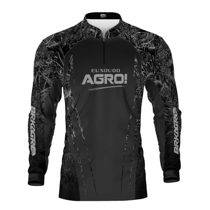 Camisa Agro Brk Eu Sou Do Agro Real Tree Preta com Proteção Solar UV50+ - Brk Agro