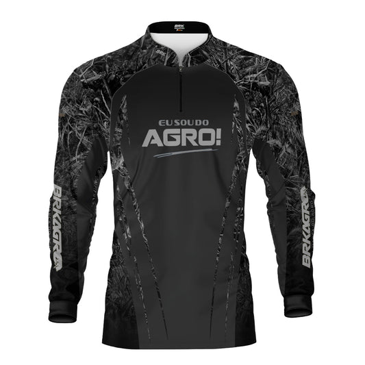 Camisa Agro Brk Eu Sou Do Agro Real Tree Preta com Proteção Solar UV50+ - Brk Agro