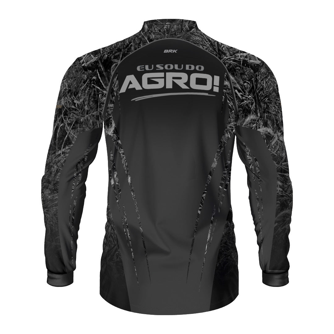 Camisa Agro Brk Eu Sou Do Agro Real Tree Preta com Proteção Solar UV50+ - Brk Agro