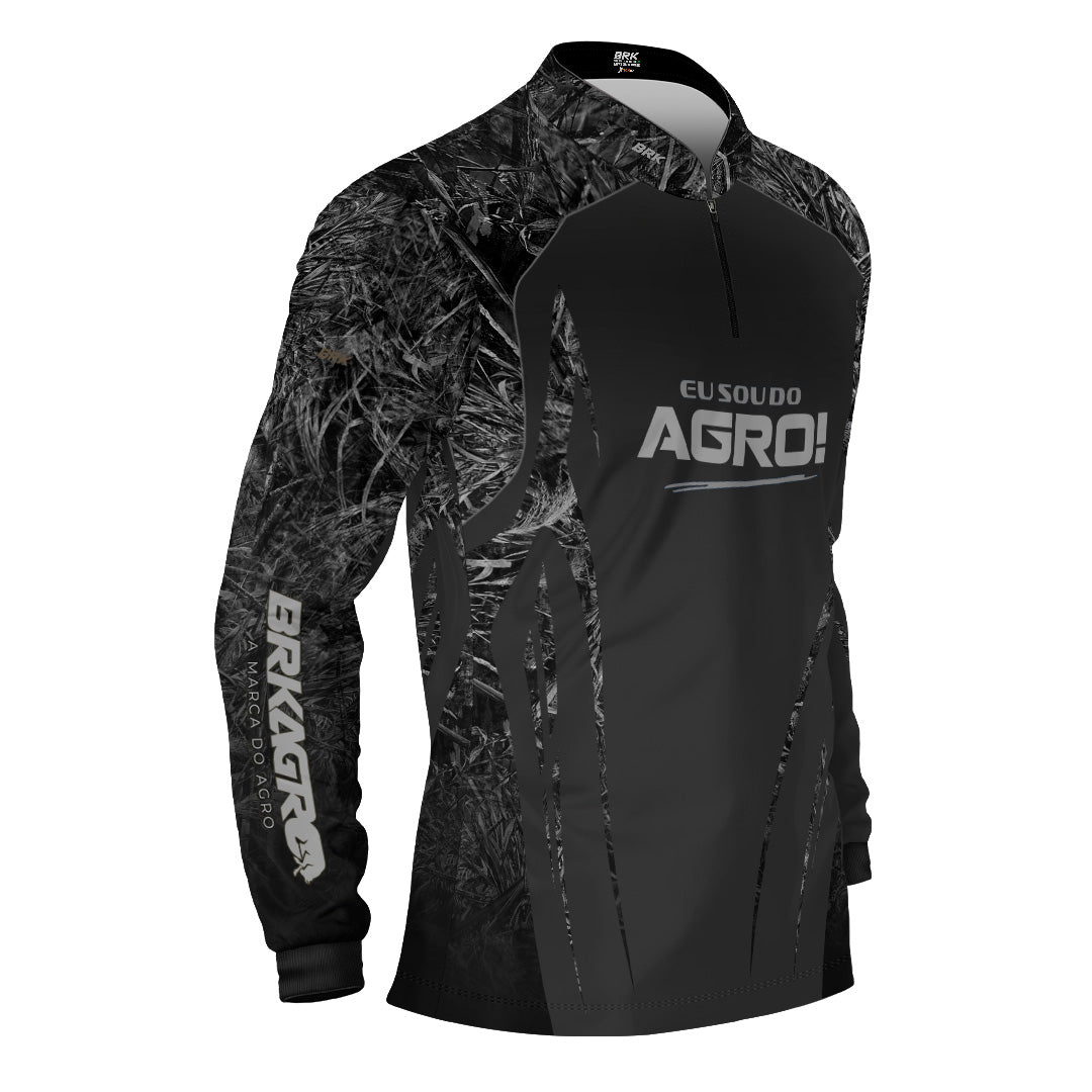 Camisa Agro Brk Eu Sou Do Agro Real Tree Preta com Proteção Solar UV50+ - Brk Agro