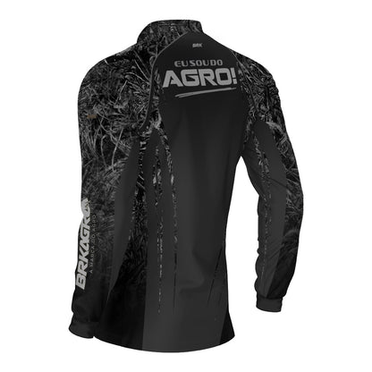 Camisa Agro Brk Eu Sou Do Agro Real Tree Preta com Proteção Solar UV50+ - Brk Agro