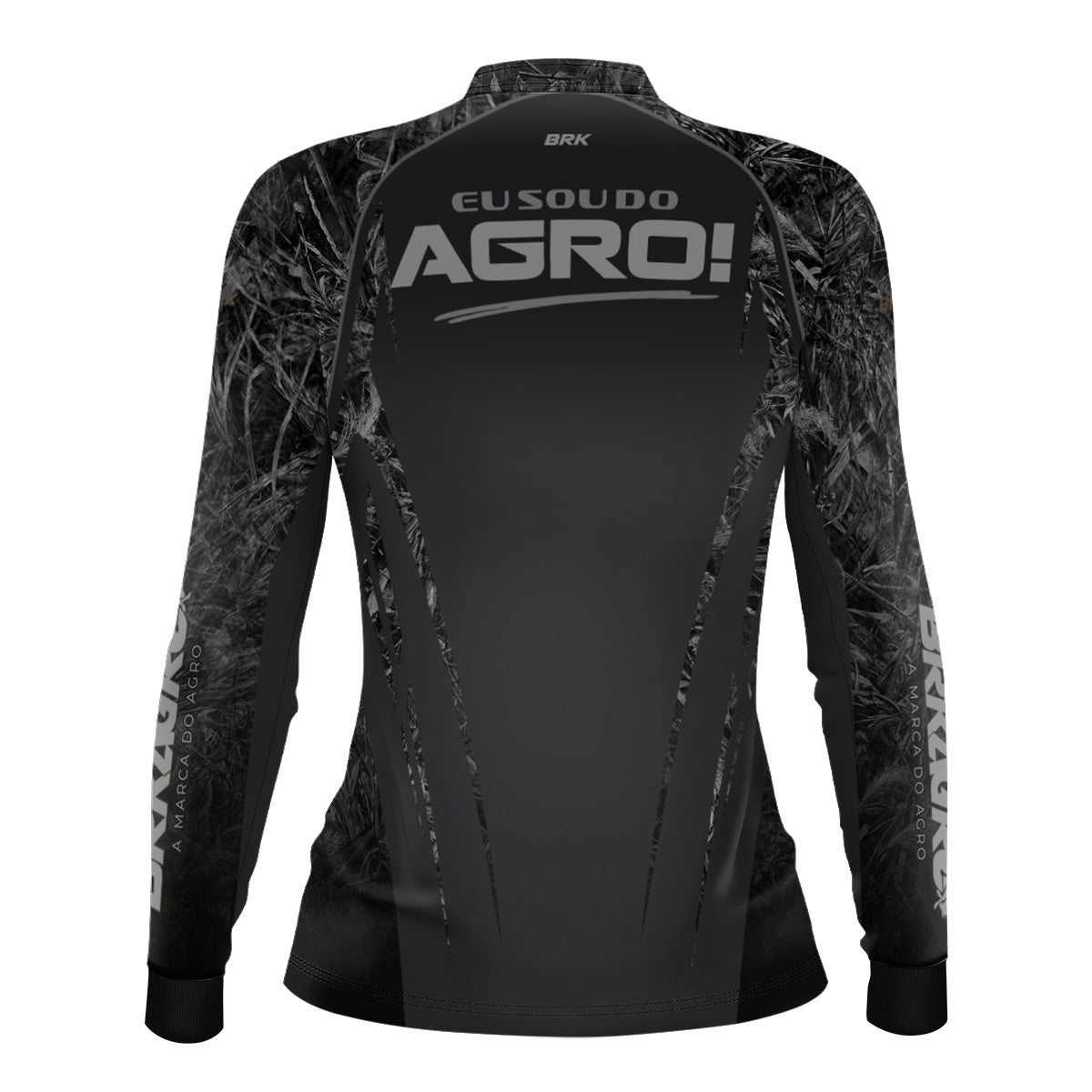 Camisa Agro Feminina Brk Eu Sou Do Agro Real Tree Preta com Proteção Solar UV50+ - Brk Agro