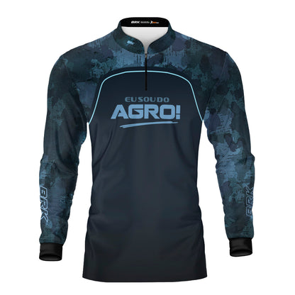 Camisa Agro Brk Eu Sou Do Agro Camo Azul com Proteção Solar UV50+ - Brk Agro