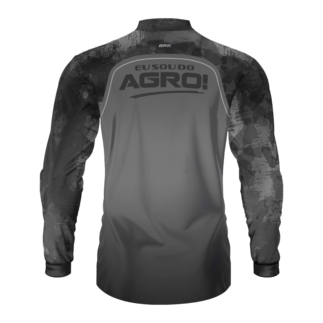 Camisa Agro Brk Eu Sou Do Agro Camo Cinza com Proteção Solar UV50+ - Brk Agro