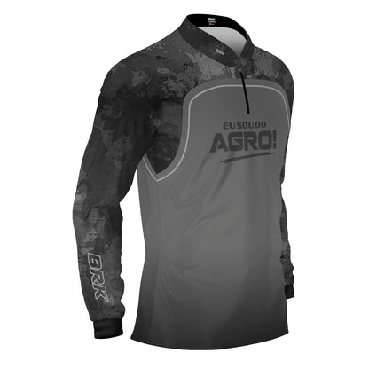 Camisa Agro Brk Eu Sou Do Agro Camo Cinza com Proteção Solar UV50+ - Brk Agro