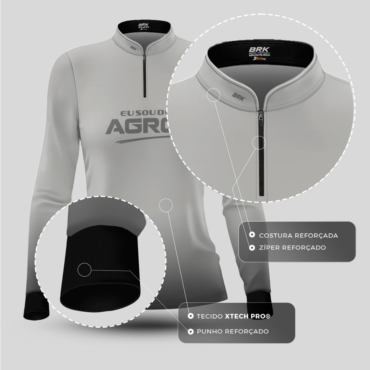 Camisa Agro Feminina Brk Eu Sou Do Agro Clean Branca com Proteção Solar UV50+ - Brk Agro