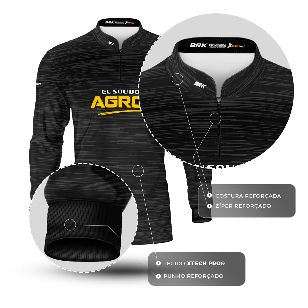 Camisa Agro Brk Eu Sou Do Agro Clean Preto com Proteção Solar UV50+ - Brk Agro