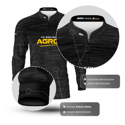 Camisa Agro Brk Eu Sou Do Agro Clean Preto com Proteção Solar UV50+ - Brk Agro