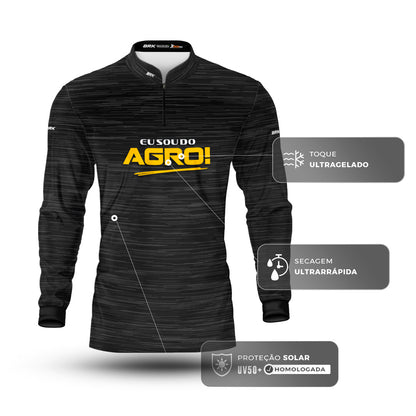 Camisa Agro Brk Eu Sou Do Agro Clean Preto com Proteção Solar UV50+ - Brk Agro