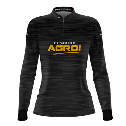 Camisa Agro Feminina Brk Eu Sou Do Agro Clean Preto com Proteção Solar UV50+ - Brk Agro