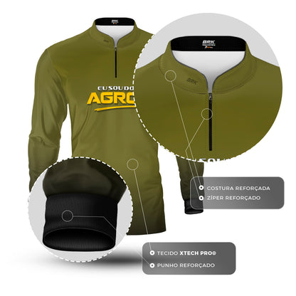 Camisa Agro Brk Eu Sou Do Agro Clean Verde Musgo com Proteção Solar UV50+ - Brk Agro