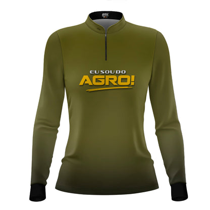 Camisa Agro Feminina Brk Eu Sou Do Agro Clean Verde Musgo com Proteção Solar UV50+ - Brk Agro