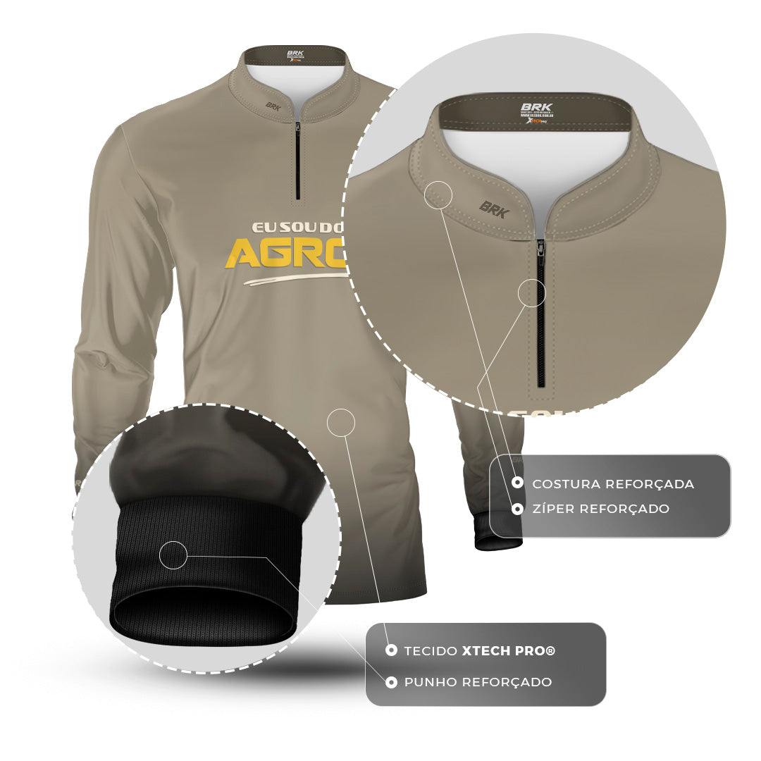 Camisa Agro Brk Eu Sou Do Agro Areia com Proteção Solar UV50+ - Brk Agro
