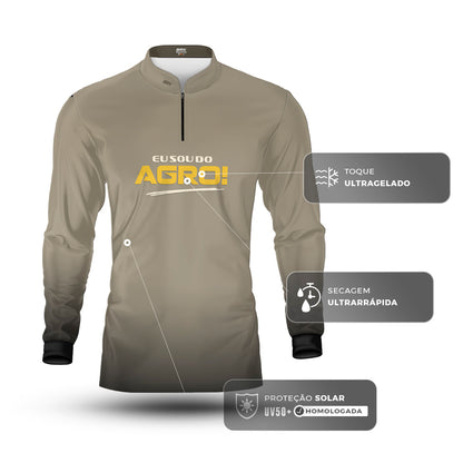 Camisa Agro Brk Eu Sou Do Agro Areia com Proteção Solar UV50+ - Brk Agro