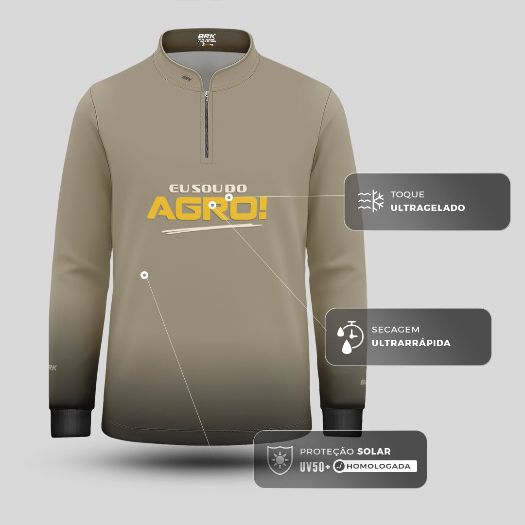 Camisa Agro Infantil Brk Eu Sou Do Agro Areia com Proteção Solar UV50+ - Brk Agro