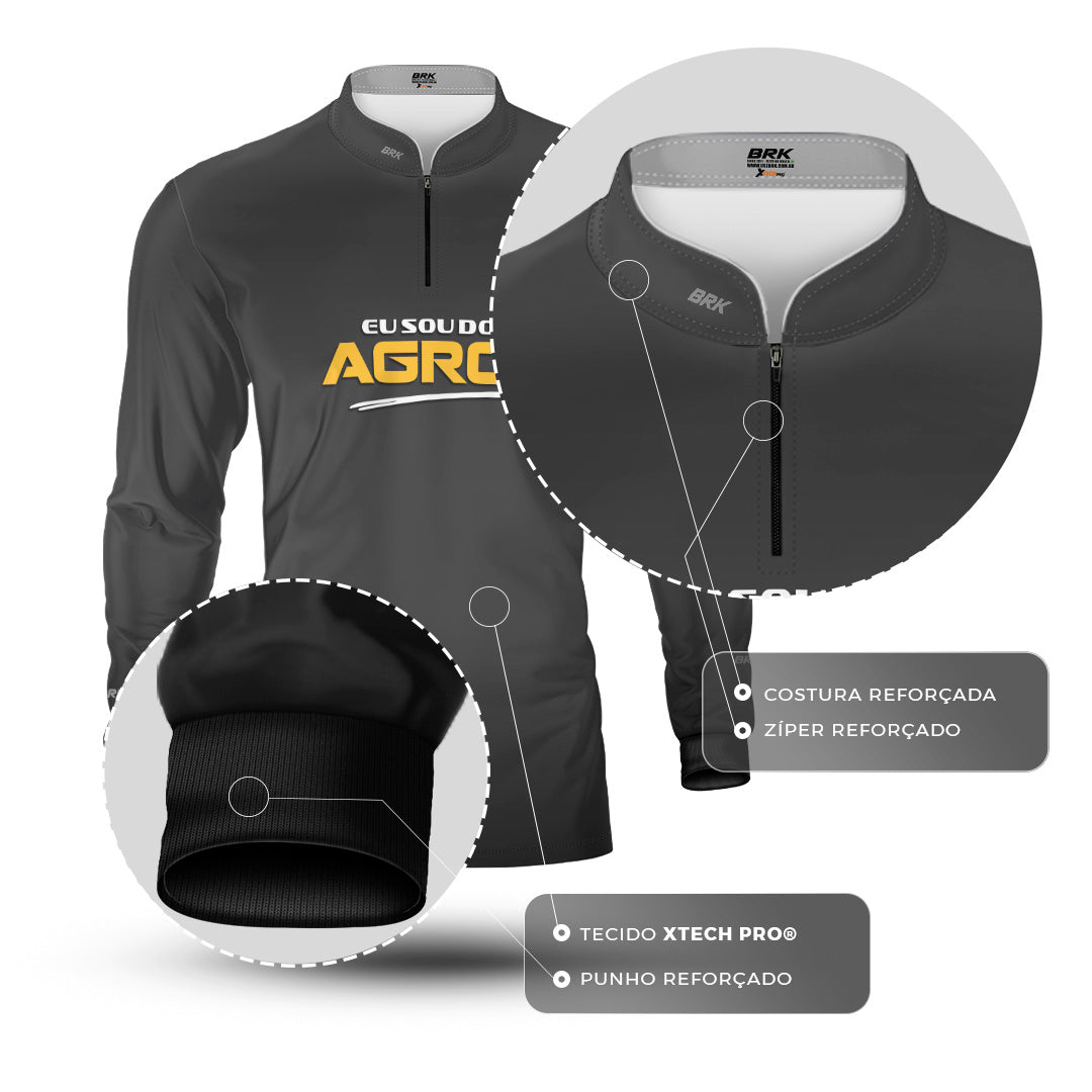 Camisa Agro Brk Eu Sou Do Agro Clean Cinza com Proteção Solar UV50+ - Brk Agro