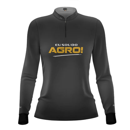 Camisa Agro Feminina Brk Eu Sou Do Agro Clean Cinza com Proteção Solar UV50+ - Brk Agro