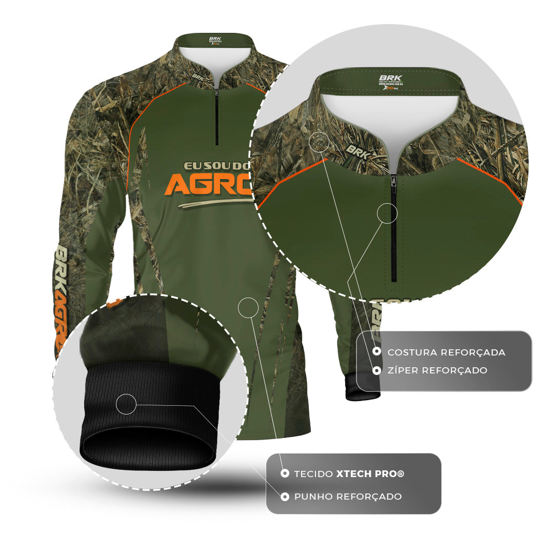 Camisa Agro Brk Eu Sou Do Agro Real Tree com Proteção Solar UV50+ - Brk Agro
