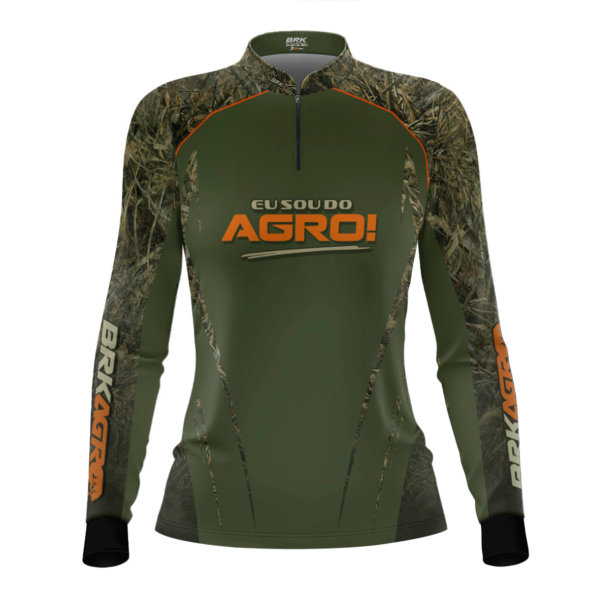 Camisa Agro Feminina Brk Eu Sou Do Agro Real Tree com Proteção Solar UV50+ - Brk Agro