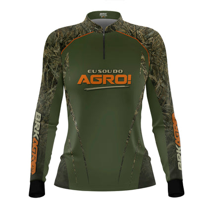 Camisa Agro Feminina Brk Eu Sou Do Agro Real Tree com Proteção Solar UV50+ - Brk Agro
