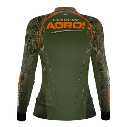 Camisa Agro Feminina Brk Eu Sou Do Agro Real Tree com Proteção Solar UV50+ - Brk Agro