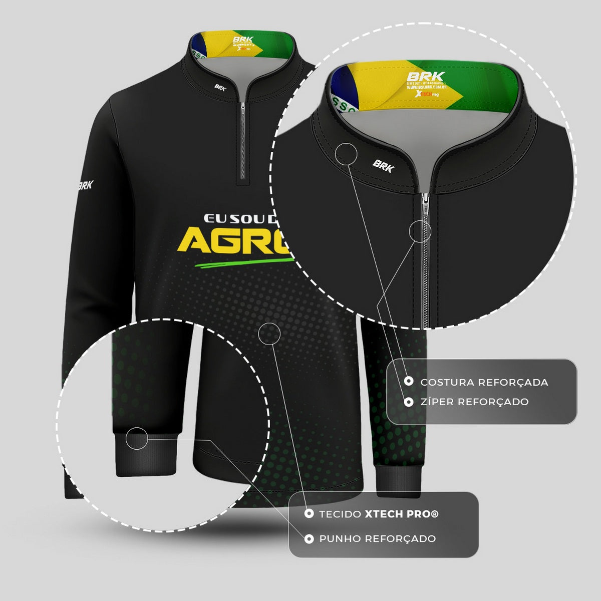 Camisa UV50 Agro Infantil Brk Eu Sou do Agro Preta - Brk Agro