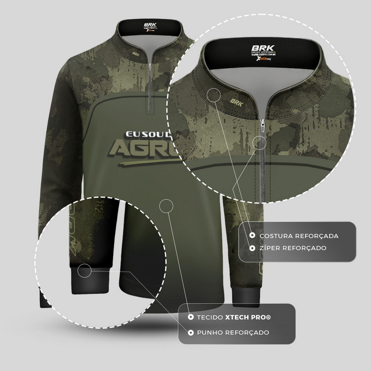 Camisa UV50 Agro Infantil Brk Eu Sou do Agro Básica Long Horn - Brk Agro